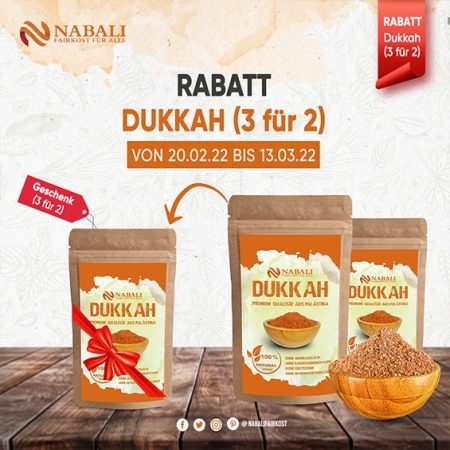 Drei Packungen Nabali Dukkah, Premium Qualität aus Palästina, mit einem Rabatt von 3 für 2.